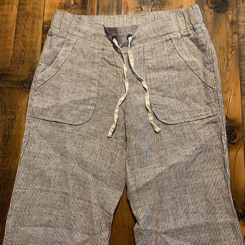 Athleta Striped Wide Leg Linen Pant
